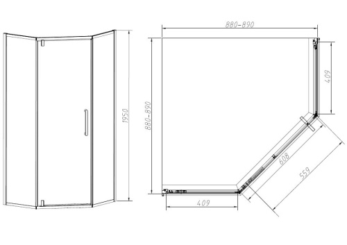 картинка Душевой уголок Slim-N VSP-4SN900CL, 900*900, хром, стекло прозрачное от магазина Сантехстрой