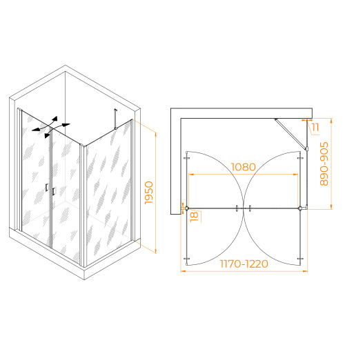 картинка Душевой уголок RGW PA-144B (PA-104B + Z-050-2B + O-204B) от магазина Сантехстрой