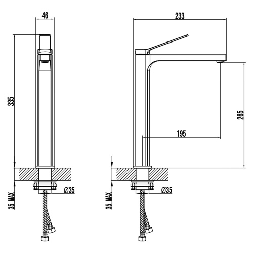 картинка Смеситель для раковины-чаши Azario VISE высокий, керамический картридж, черный (AZ-VQQ168R30PA) от магазина Сантехстрой