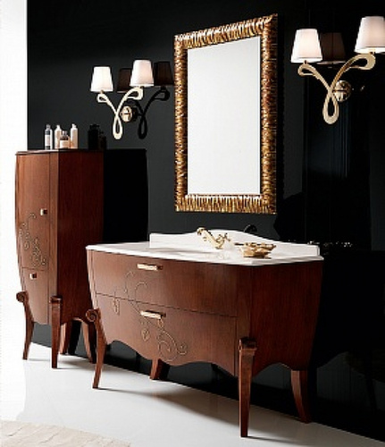 картинка Зеркало Cezares Cavalli 120 CAVALLI 1200x30x750 Noce Foglia oro от магазина Сантехстрой