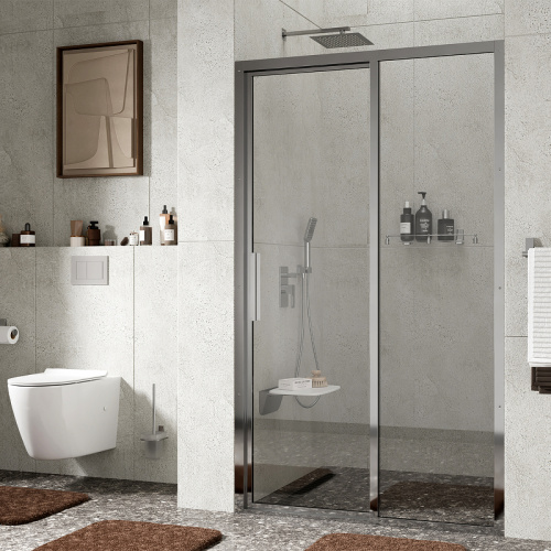 картинка Душевая дверь WasserKRAFT Lopau 120 32S05R профиль Хром стекло прозрачное от магазина Сантехстрой