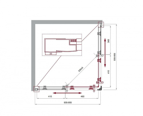 картинка Душевой уголок BelBagno Uno 95х95 UNO-195-A-2-95-C-Cr профиль Хром стекло прозрачное от магазина Сантехстрой