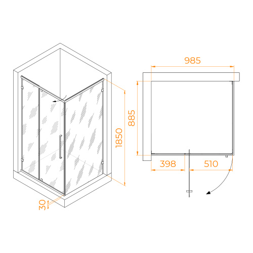 картинка Душевой уголок RGW CL-046B (1000x900) от магазина Сантехстрой