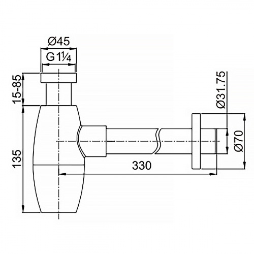 картинка Сифон для раковины AZARIO G 1 1/4, без выпуска, бочонок, латунь, белый (AZ-115-CHR) от магазина Сантехстрой