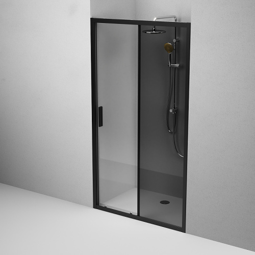 картинка W90G-110-1-195BG Gem Solo Дверь душевая 110х195, стекло тонированное, профиль черный матовый от магазина Сантехстрой