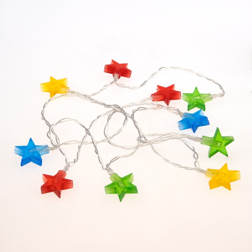 картинка Гирлянда светодиодная Звездочки 1,5 м,  10 LED,  прозрачный ПВХ,  цвет свечения мультиколор,  2 х АА (батарейки не в комплекте) NEON-NIGHT от магазина Сантехстрой