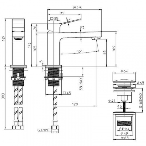 картинка Смеситель для раковины Bossini Aki Z00707.073 Черный матовый от магазина Сантехстрой