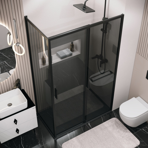 картинка Боковая стенка Grossman Style 200.K33.05.90.21.10 (90х195) черный матовый,стекло тонированное, 1 место от магазина Сантехстрой