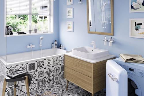 фото смеситель для ванны и душа kludi pure&easy однорычажный, белый (376819165)