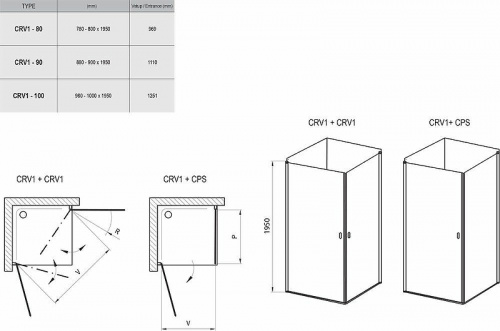 картинка Душевая дверь Ravak Chrome CRV1-100 1QVA0101Z1 профиль Белый стекло Transparent от магазина Сантехстрой