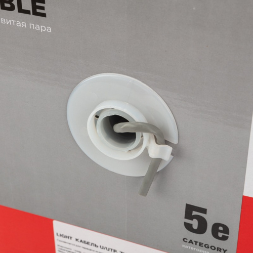 картинка Кабель витая пара U/UTP,  CAT 5e,  ZH нг(А)-HF,  4PR,  24AWG, INDOOR, SOLID,  серый,  305 м,  REXANT LIGHT от магазина Сантехстрой