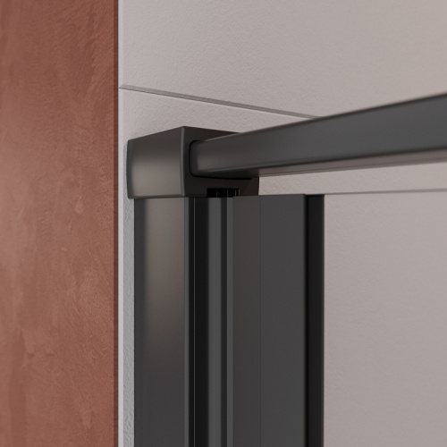 картинка Душевая дверь Cezares Liner 90 R LINER-B-12-90-C-NERO-R профиль Черный матовый стекло прозрачное от магазина Сантехстрой