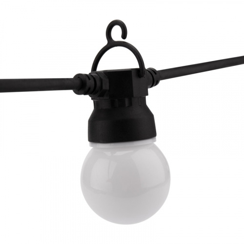 картинка Уличная гирлянда Лофт,  черный каучук,  20 матовых ламп х 5 LED,  влагостойкая IP44 от магазина Сантехстрой