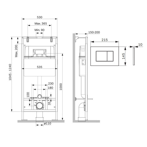 картинка I012710.0238 MasterFit инсталляция для подвесного унитаза с клавишей ProC S, мат.черный от магазина Сантехстрой