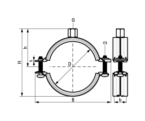 картинка Хомут оцинкованный, BIS KSB2, M8/10, 108-115 мм, с epdm от магазина Сантехстрой