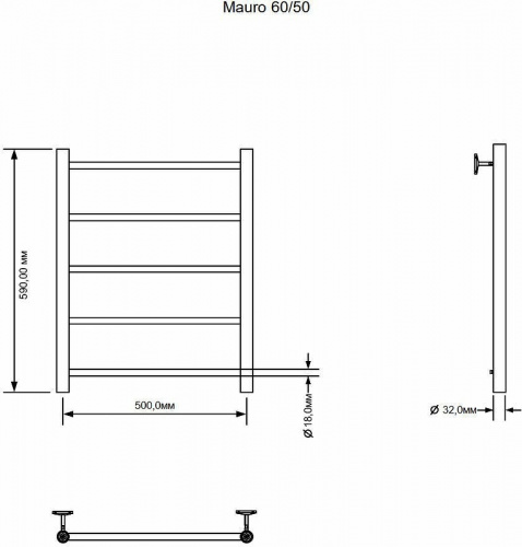 картинка Полотенцесушитель Aquanet "Mauro" 282316, водяной, нержавеющая сталь, 60 см x 50 см от магазина Сантехстрой