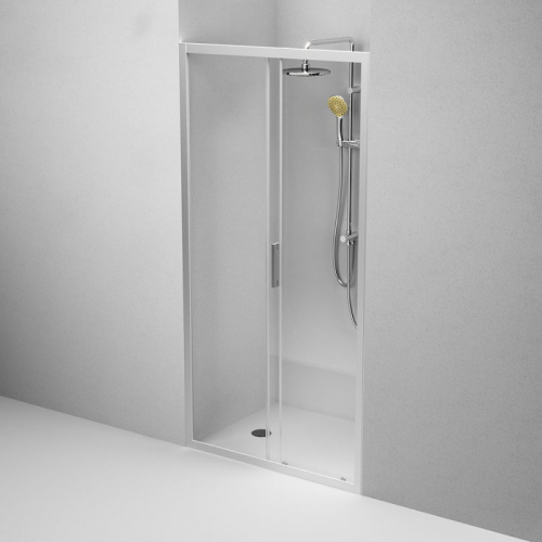 картинка W90G-100-1-195MT Gem Solo Дверь душевая 100х195, стекло прозрачное, профиль матовый хром от магазина Сантехстрой