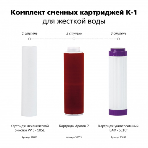 картинка Комплект сменных картриджей К-1 (для жесткой воды) от магазина Сантехстрой