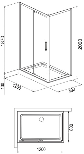 картинка Душевое ограждение LORANTO SUNWAY 120х80х200 R/L с низким поддоном 13см, прозрачное закаленное стекло 6мм, профиль хром (CS-6128C 120) от магазина Сантехстрой
