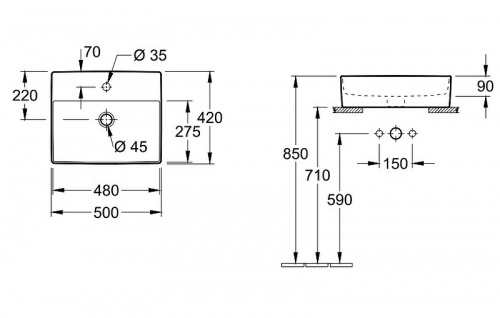 картинка Раковина Villeroy&Boch Memento 2.0 50 4A075001 Альпийский белый от магазина Сантехстрой
