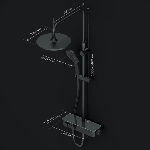 картинка F0750A422 Inspire V2.0, душевая система, набор: см-ль д/душа с термостатом, верхний душ d 250 мм, ру от магазина Сантехстрой