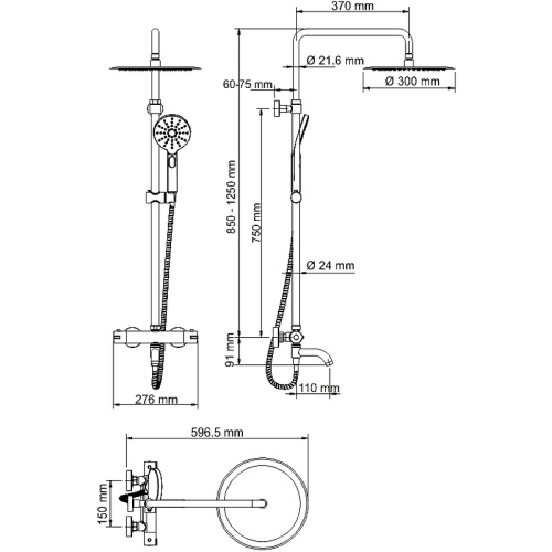 картинка Душевая система WasserKRAFT A28801 Thermo с термостатом Черная матовая от магазина Сантехстрой