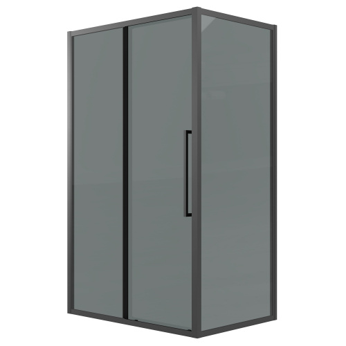 картинка Душевая перегородка 200.K33.02.90.21.10 Cosmo (90*195) черный матовый, стекло тонированное, 1 место от магазина Сантехстрой