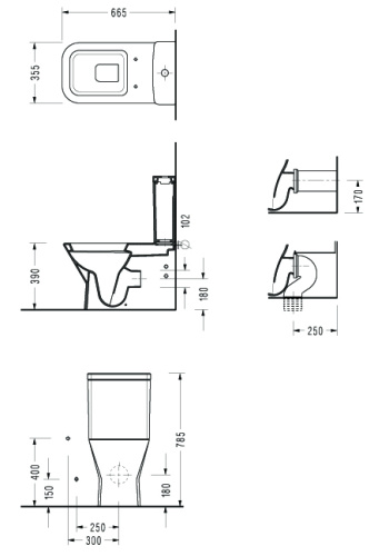 картинка Унитаз напольный SEREL Diagonal c тонким сиденьем с микролифтом, DG02SL от магазина Сантехстрой