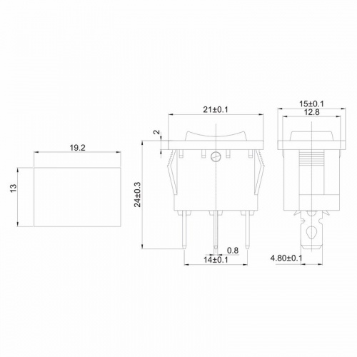 картинка Переключатель клавишный 250V 6А (3с) ON-OFF-ON красный с нейтралью Mini (RWB-205, SC-768) REXANT от магазина Сантехстрой