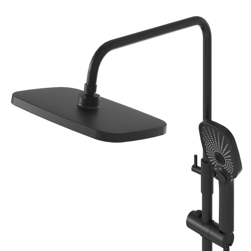 картинка Душевая стойка Pragma 500.K35.03.210 с верхним душем, ручной лейкой и смесителем, черный матовый от магазина Сантехстрой