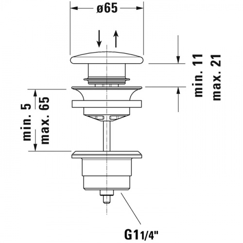 картинка DURAVIT Донный клапан нажимной, для раковин с переливом, цвет белый от магазина Сантехстрой