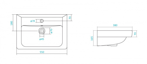 картинка Раковина AQUATON ТИГОДА-55, белая (1WH302127) от магазина Сантехстрой