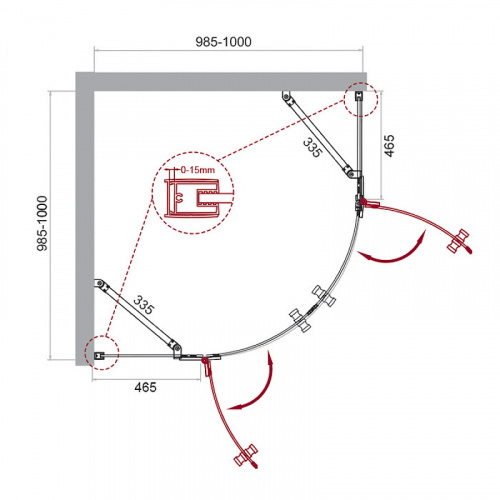картинка Душевой уголок BelBagno Kraft 100х100 KRAFT-R-2-100-C-Cr профиль Хром стекло прозрачное от магазина Сантехстрой
