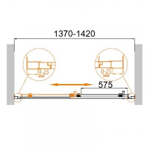 картинка Душевая дверь в нишу Cezares MOLVENO-BF-1-140-C-Cr-IV профиль Хром стекло прозрачное от магазина Сантехстрой