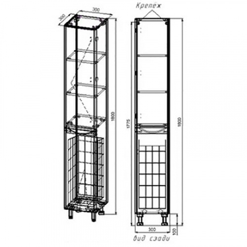 картинка Пенал Style Line R СС-00002329 сс-00002329 Белый от магазина Сантехстрой