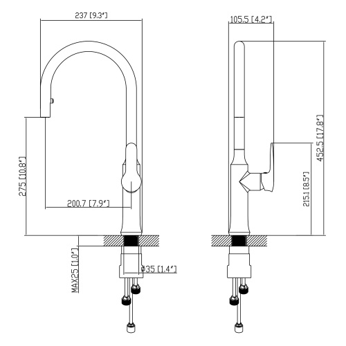 картинка Смеситель для кухни Azario, выдвижной излив, керамический картридж, хром (AZ-HU245913) от магазина Сантехстрой