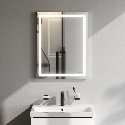 картинка M91AMOX0551WG Универсальное зеркало настенное с контурной LED-подсветкой, 55 см от магазина Сантехстрой