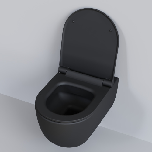картинка Унитаз Abner 103T20201R (545*360*330) ЧЕРНЫЙ МАТОВЫЙ подвесной БЕЗОБОДКОВЫЙ, 1 место от магазина Сантехстрой