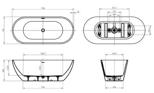 картинка Акриловая ванна BelBagno UNO BB701-1700-750-K от магазина Сантехстрой