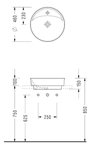 картинка Раковина для установки на столешницу SEREL MINIMAL 46х46 см, круглая, 2058TXS110H от магазина Сантехстрой