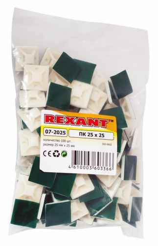 картинка Площадка самоклеящаяся REXANT 25х25 мм,  белая,  упаковка 100 шт. от магазина Сантехстрой