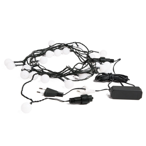 картинка Гирлянда Шарики Ø25 мм,  5м,  темно-зеленый ПВХ,  25 диодов,  цвет Белый,  Без контроллера от магазина Сантехстрой