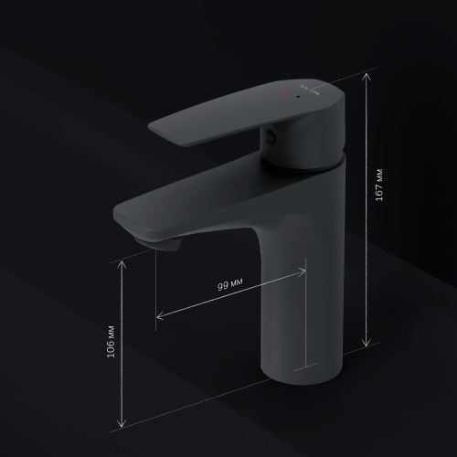 картинка F90A02122 Gem, смеситель для умывальника излива 99 мм, черный, шт. от магазина Сантехстрой