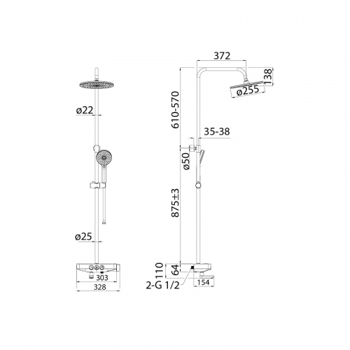 картинка Душевая система IDDIS Shelfy (SHESBBTi06) от магазина Сантехстрой
