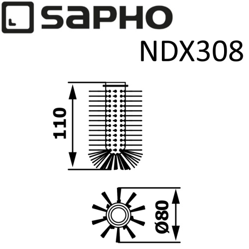 картинка Сменная щетка для ёршика X-ROUND, X-STEEL, XR305, XS300, XS305, XR303, XR304, черный, Sapho от магазина Сантехстрой