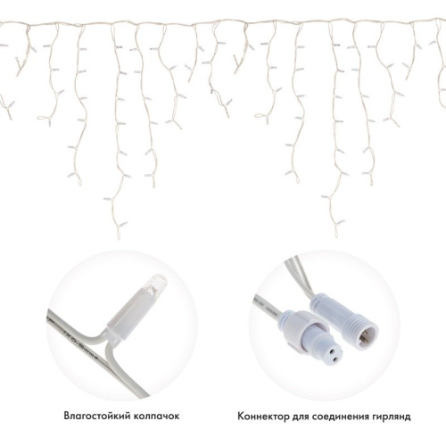 картинка Гирлянда Айсикл (бахрома) светодиодный,  5,6 х 0,9 м,  белый провод КАУЧУК,  230 В,  диоды синие,  240 LED NEON-NIGHT от магазина Сантехстрой
