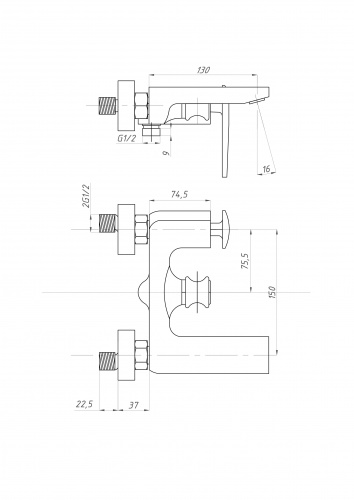 фото смеситель для ванны псм psm-500-1 хром