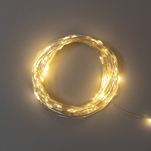 картинка Гирлянда Роса 10м,  100LED,  теплый белый,  IP44, на батарейках 3хАА,  с пультом 8 режимов NEON-NIGHT от магазина Сантехстрой