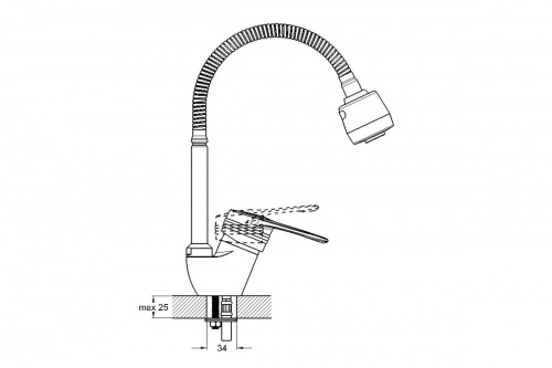 картинка Смеситель Solone LOP4-B043 для кухонной мойки с гибким изливом от магазина Сантехстрой