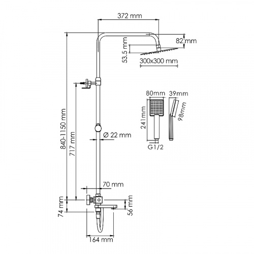 картинка Душевая система WasserKRAFT A199.118.141.087.CH Thermo с термостатом Хром от магазина Сантехстрой